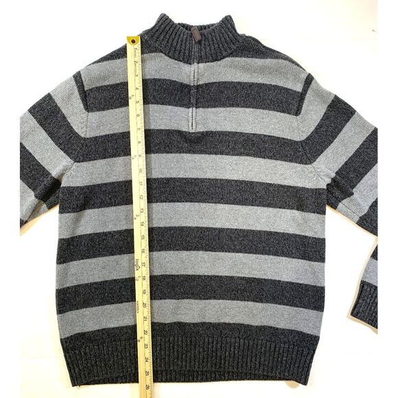 Chaps Rugby Sweater Mens L Long Sleeve 1/4 Zip Striped Knit Pullover Cotton - Picture 4 of 7